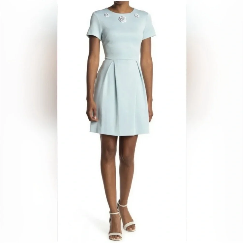Betsey Johnson Light Blue Dress with embellished flowers